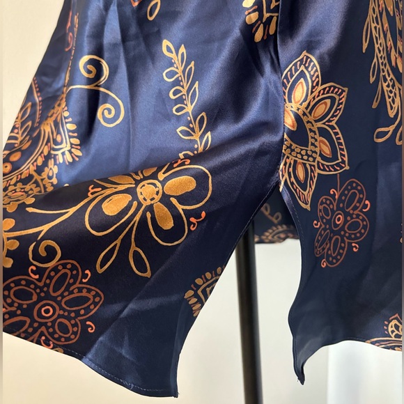 Victoria’s Secret Navy Floral Y2K Lingerie Slip Dress Babydoll Negligee - Picture 4 of 6